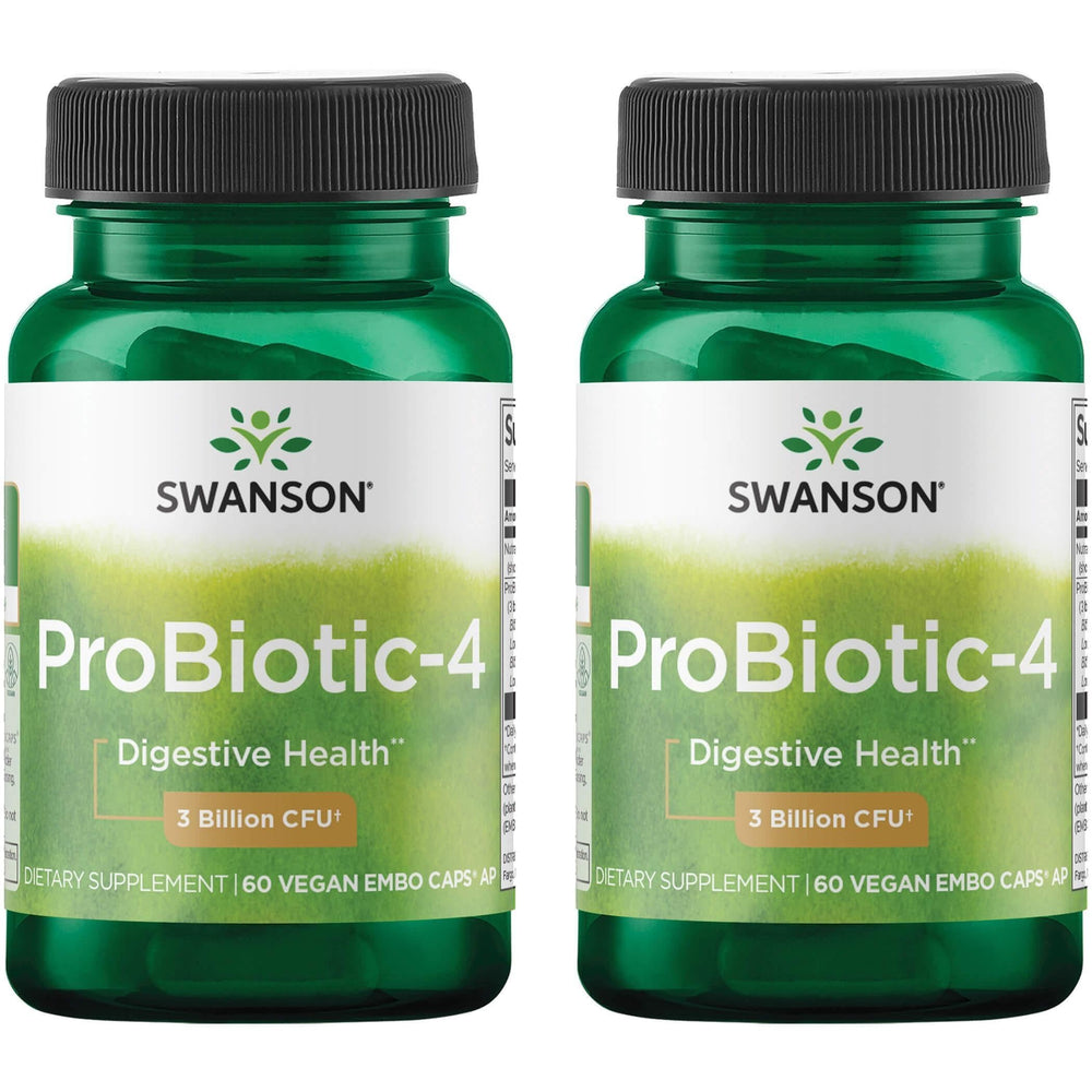 Swanson Probiotic-4 3 Billion CFU 60 Veg Caps (2 Pack) bottle – probiotic supplement