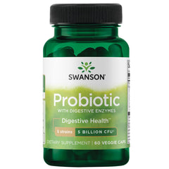Swanson Probiotic with Digestive Enzymes – 5 Billion CFU, 60 Veg Capsules