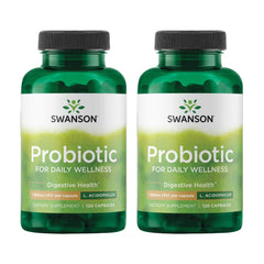 Hero image: Swanson Probiotic bottle showing 120 capsules, 2-pack