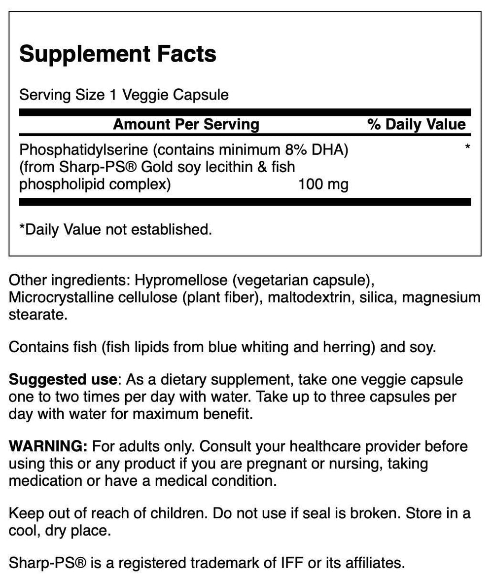 Pack shot showing Swanson PS with DHA bottle
