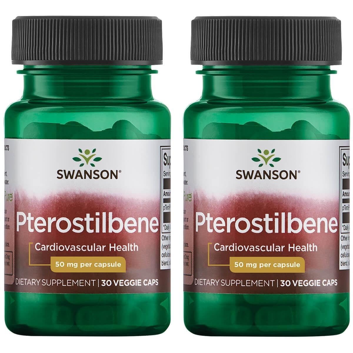 Swanson Pterostilbene 50 mg 30 Veg Caps (2 Pack) Bottle