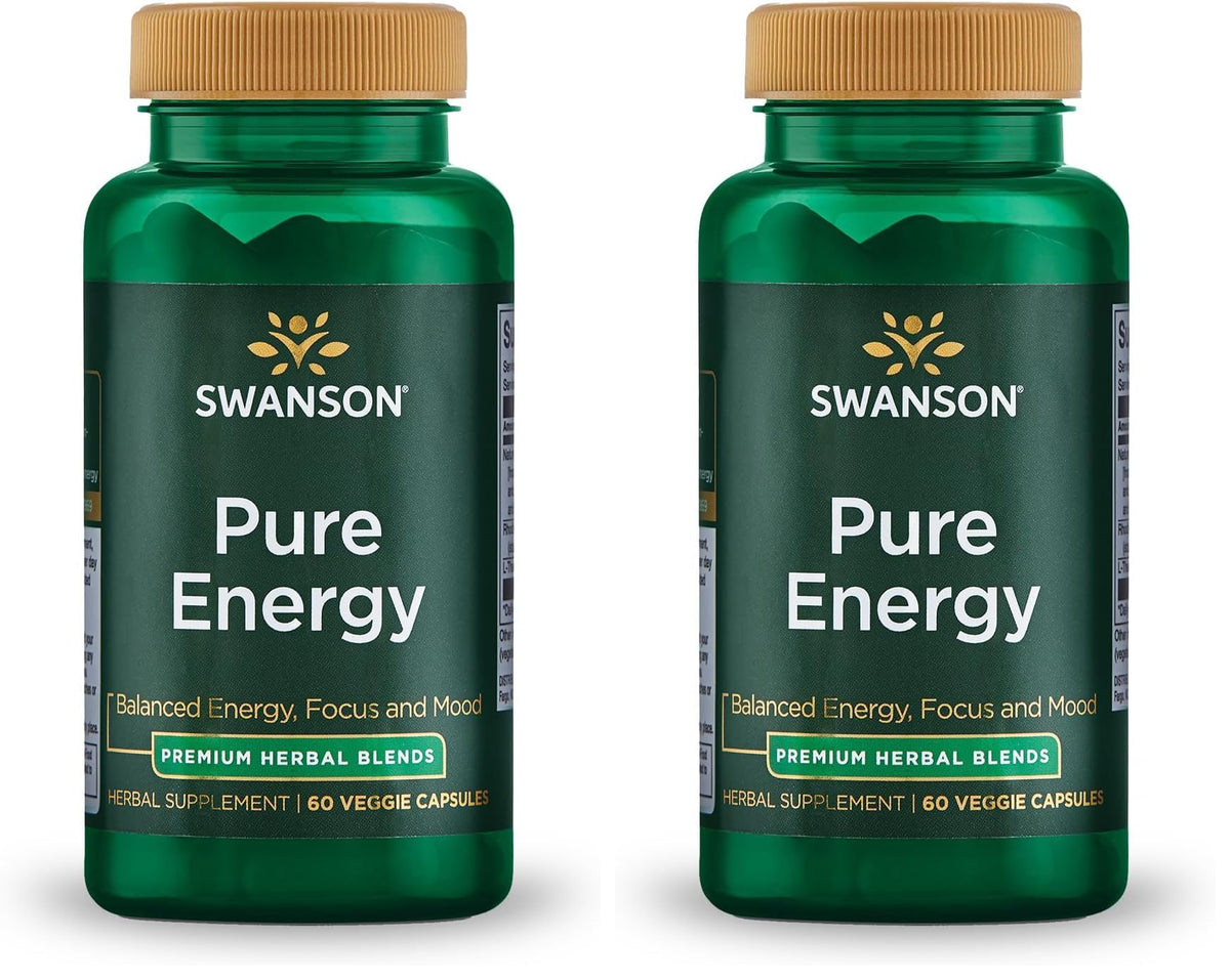 Swanson Pure Energy Herbal Supplement 60 Veggie Capsules Pack of 2 - hero image