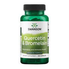 Swanson Quercetin & Bromelain bottle front view, 100 capsules