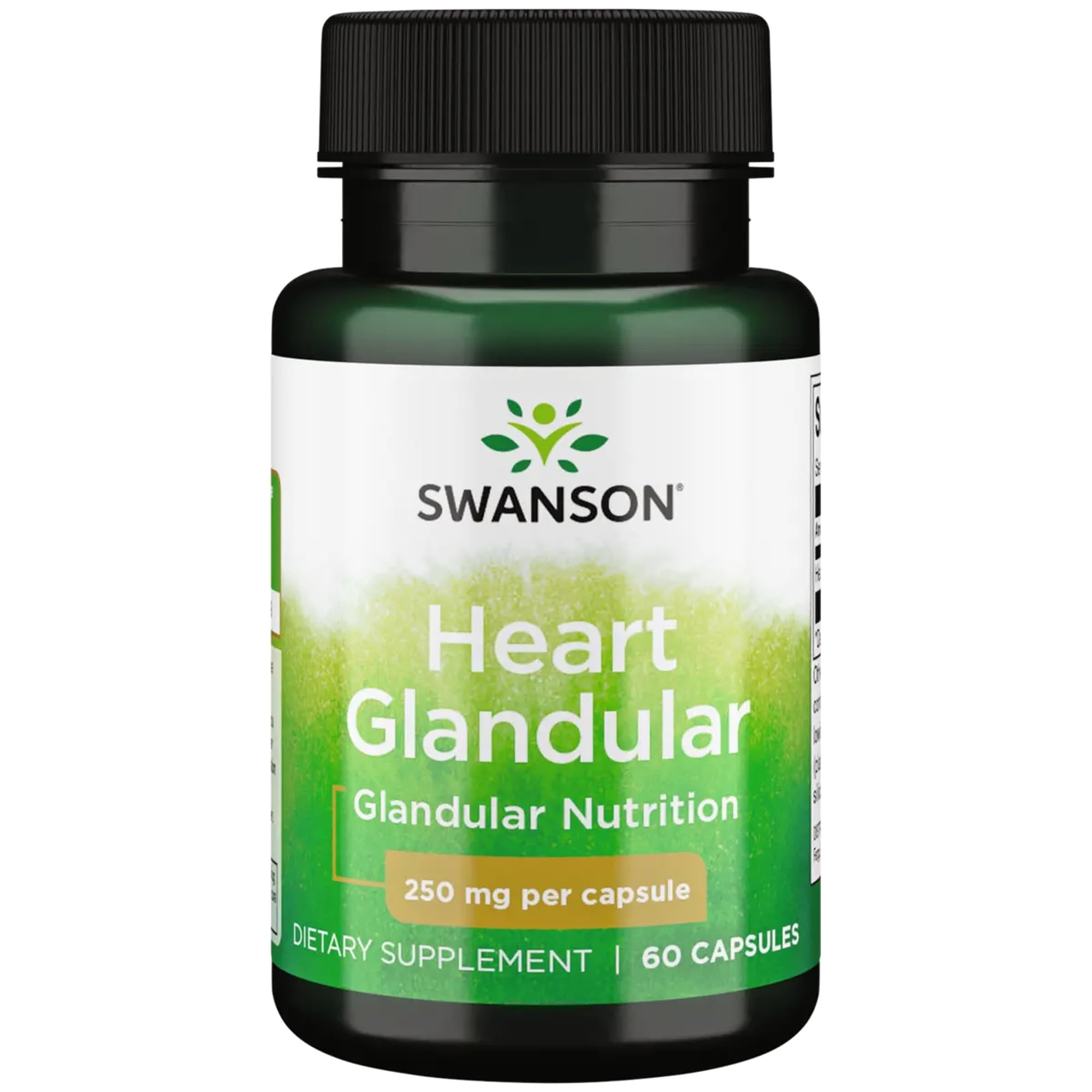 Swanson Raw Heart Glandular 250 mg bottle label