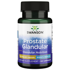 Bottle of Swanson Raw Prostate Glandular 150 mg 60 capsules on a white background