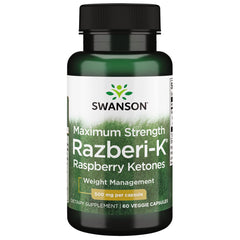 Swanson Razberi-K 500 mg bottle with 60 vegetarian capsules