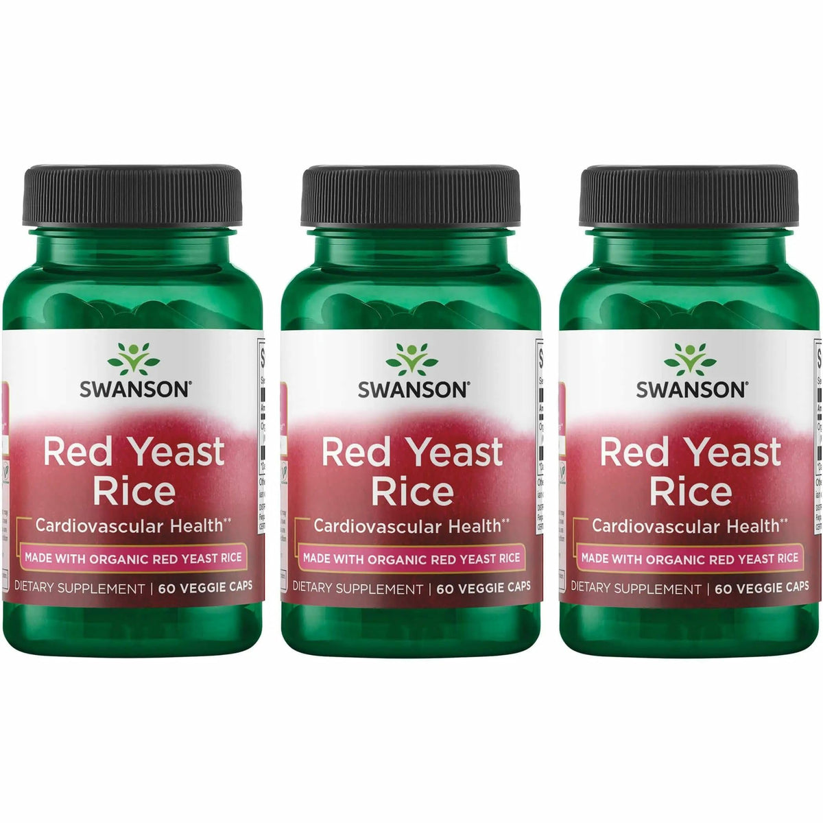 Front label of Swanson Red Yeast Rice 600 mg vegan capsules