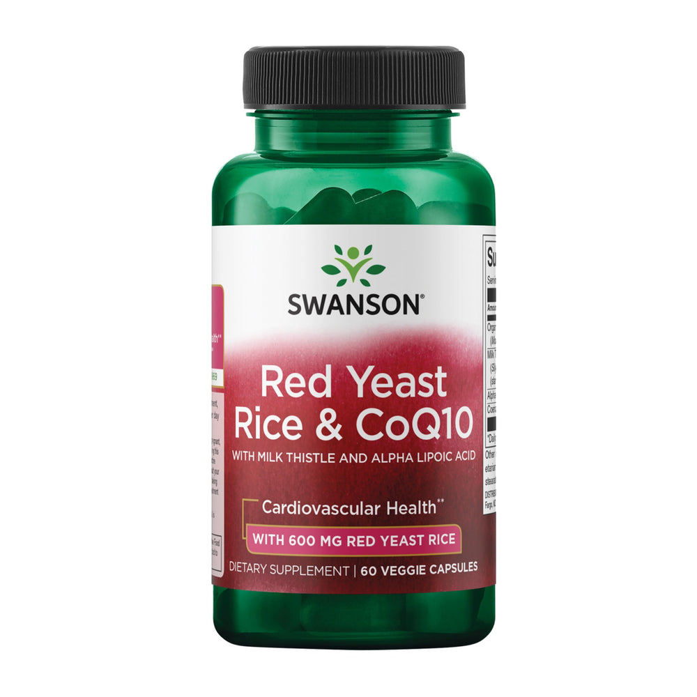 Bottle of Swanson Red Yeast Rice with CoQ10, Milk Thistle and Alpha Lipoic Acid