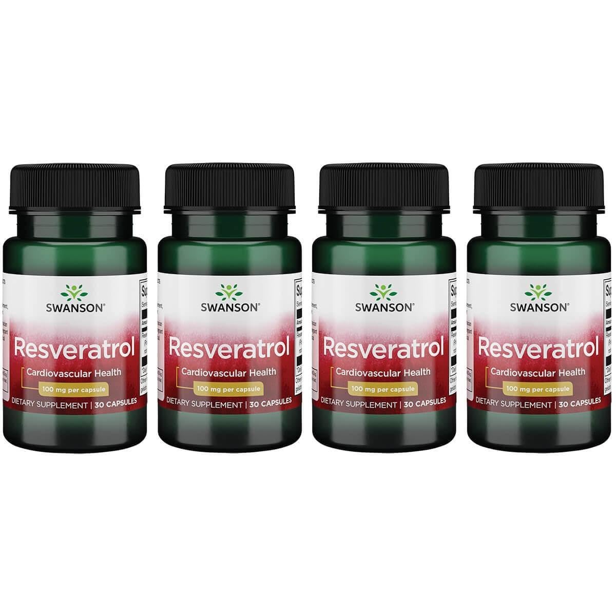 Swanson Resveratrol 100 - 4 pack, 30 capsules per bottle, 100 mg per capsule