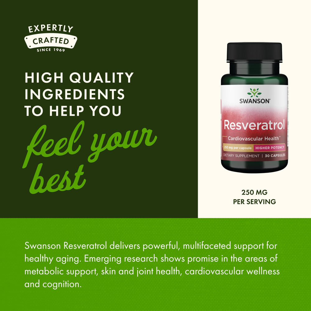Swanson Resveratrol packaging displayed on a white background