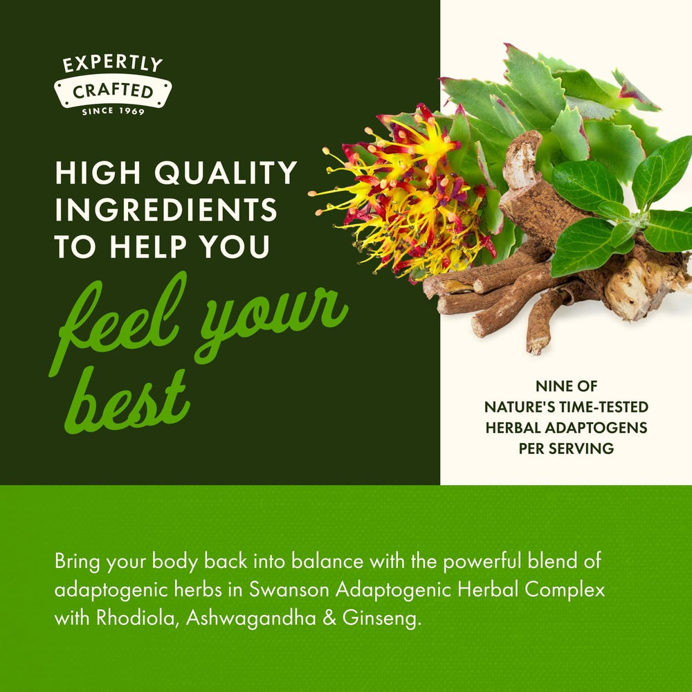 Herbal adaptogen blend capsule bottle