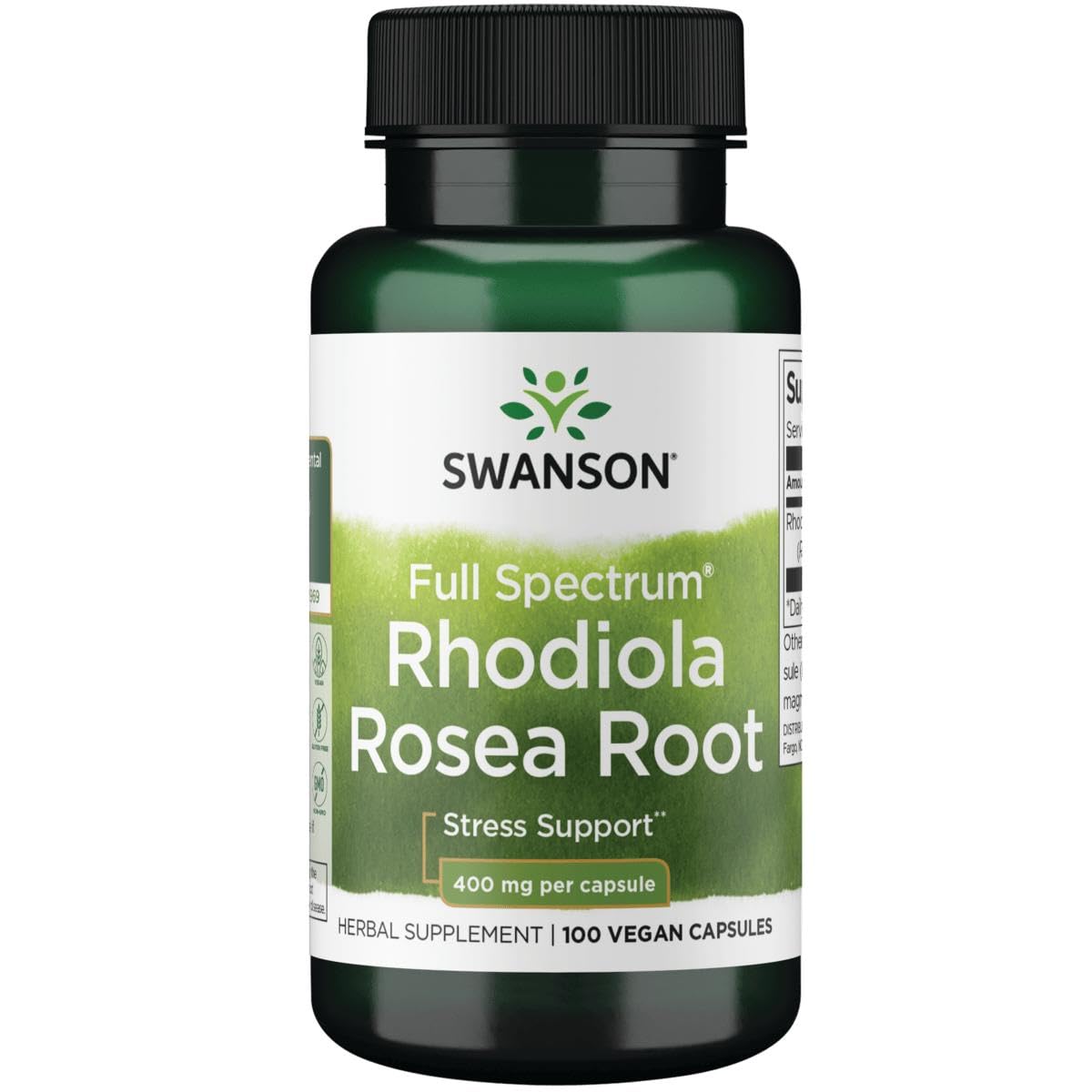 Swanson Rhodiola Rosea Root bottle with 100 capsules