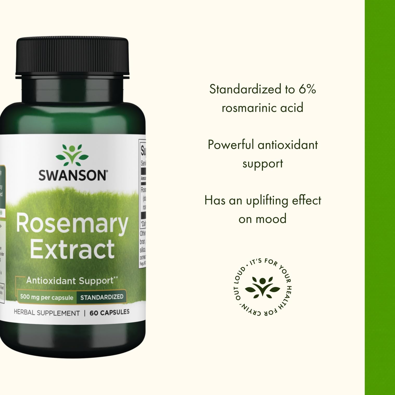 Supplement facts panel for Swanson Rosemary Extract