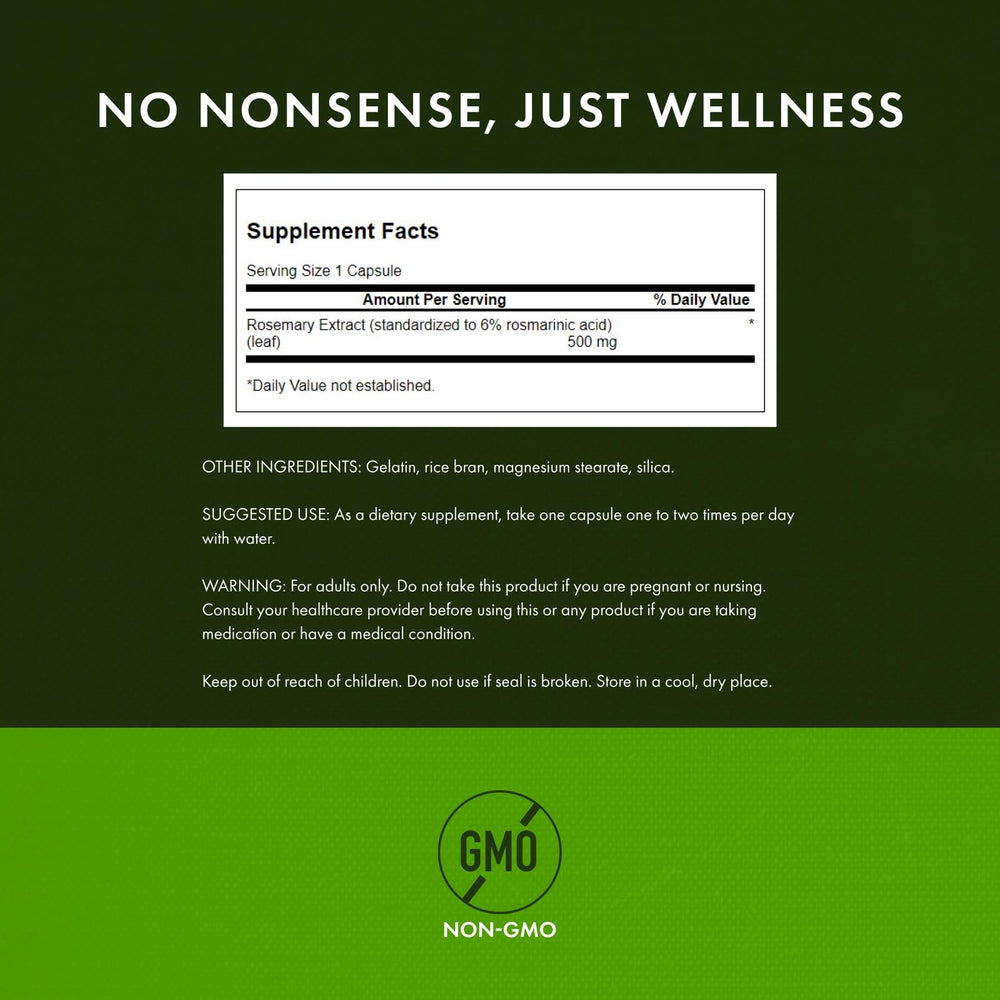 Label detail showing standardized 6% rosmarinic acid