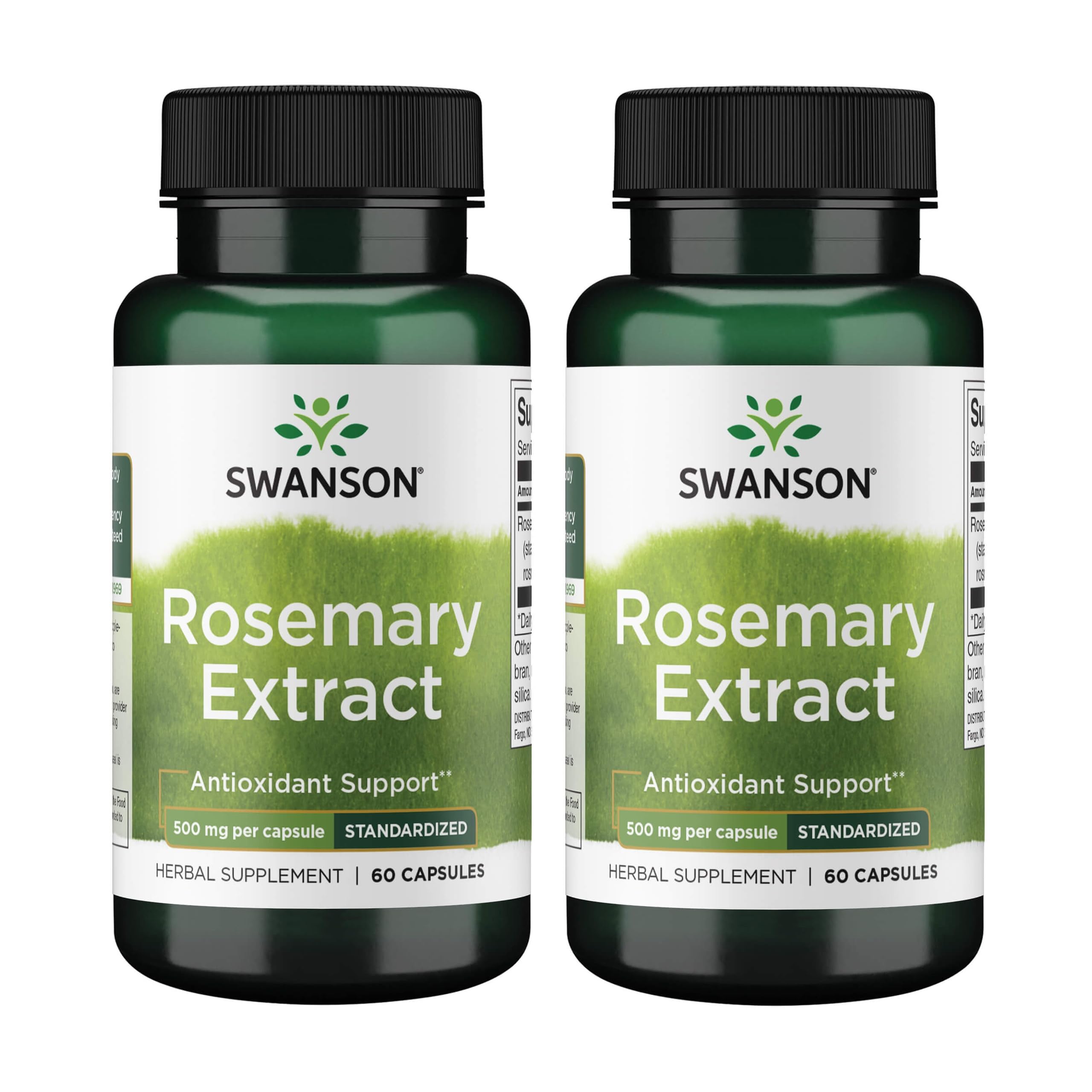 Swanson Rosemary Extract bottle with 60 capsules, standardized to 6% rosmarinic acid
