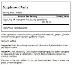 Label on Swanson Royal Jelly 1000 mg 100 sgels bottle