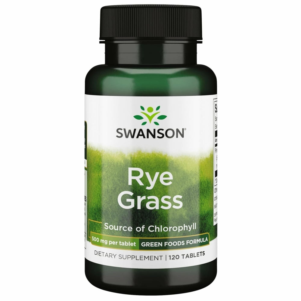 Bottle of Swanson Rye Grass 500 mg tablets