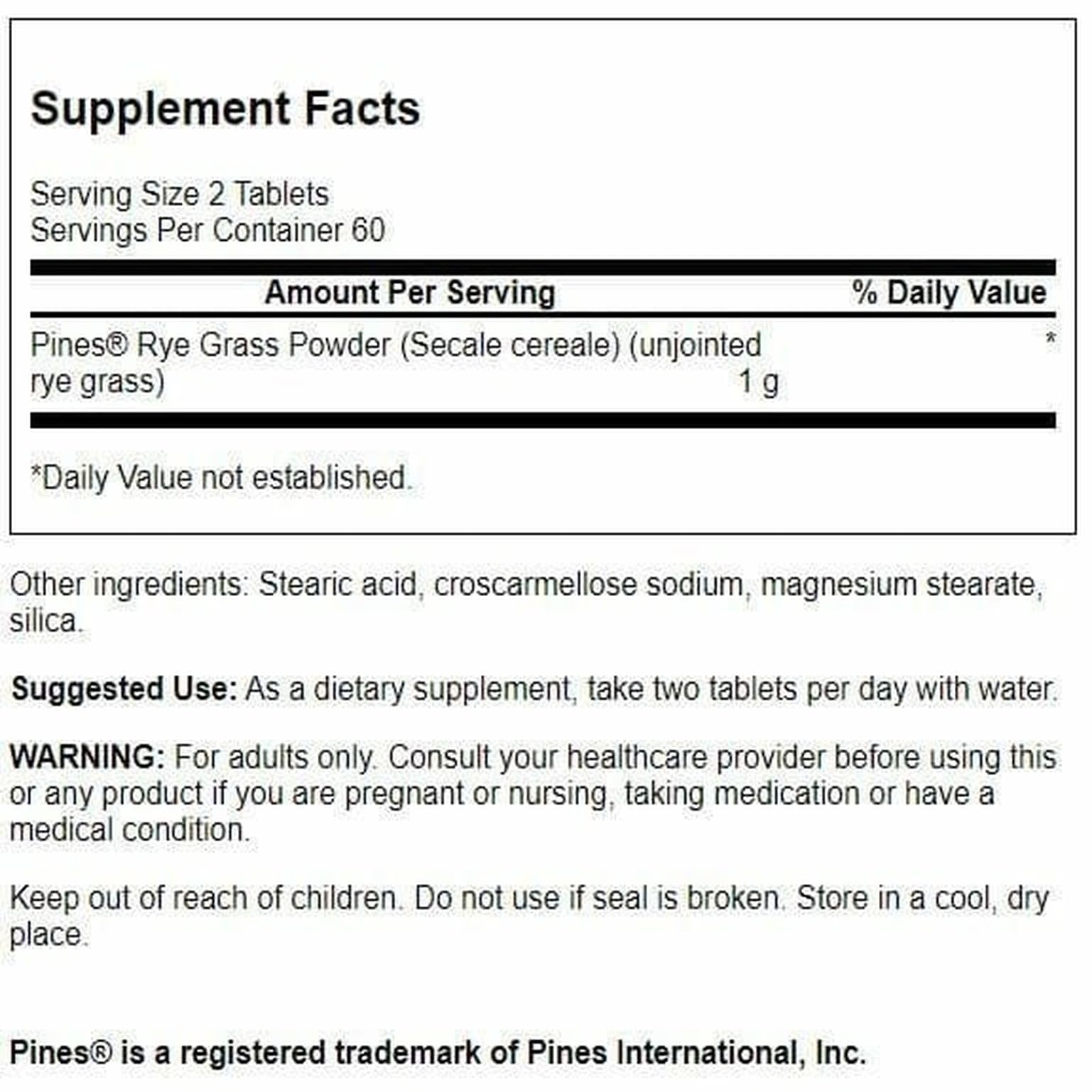 Close-up of Swanson Rye Grass 500 mg tablets