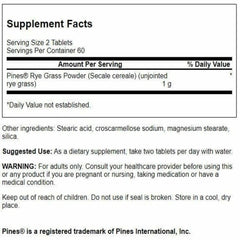 Close-up of Swanson Rye Grass 500 mg tablets