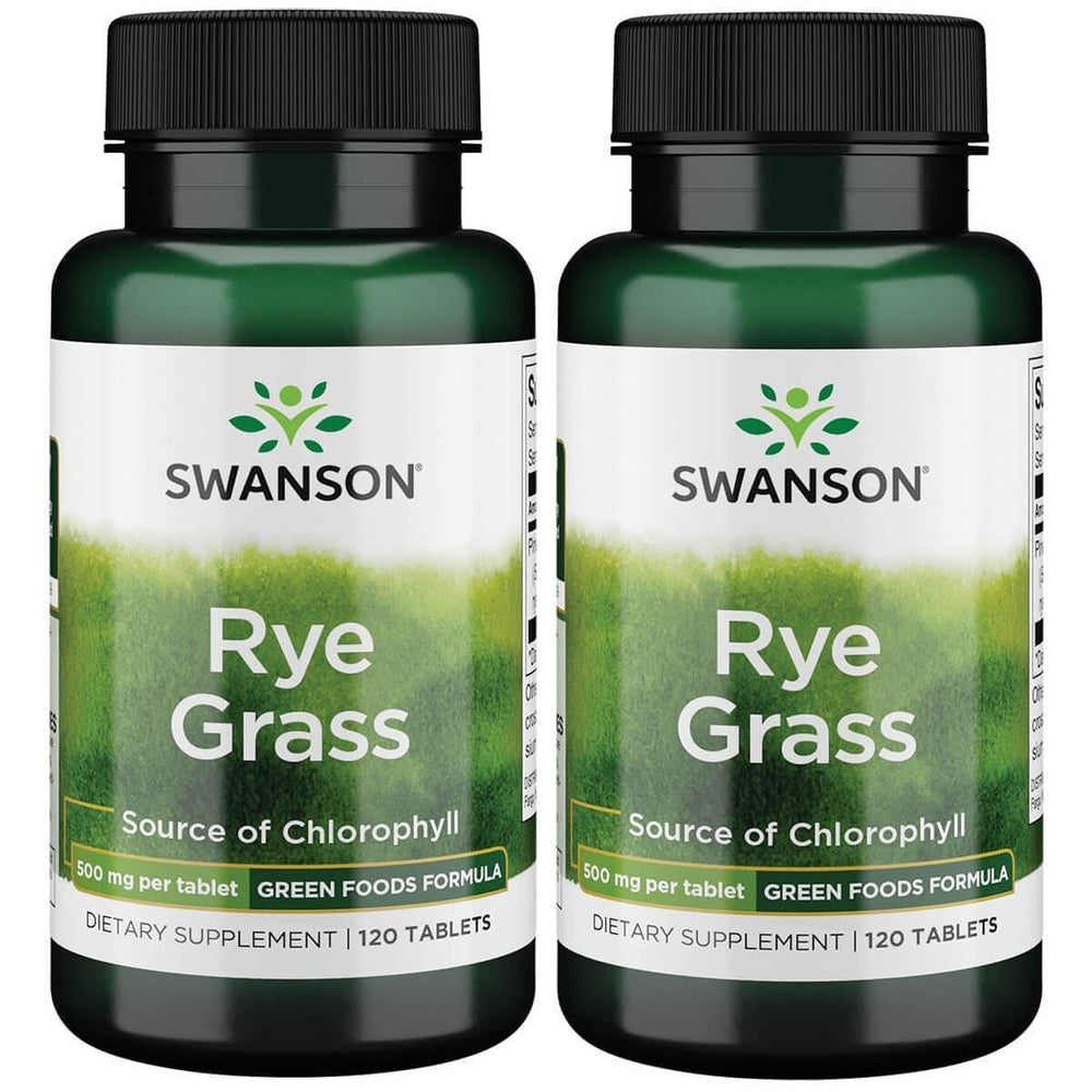 Swanson Rye Grass 500 mg 120 Tabs (2 Pack) bottle and label