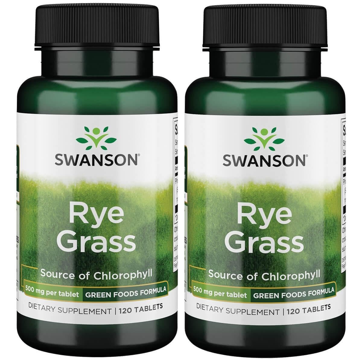 Swanson Rye Grass 500 mg 120 Tabs (2 Pack) bottle and label
