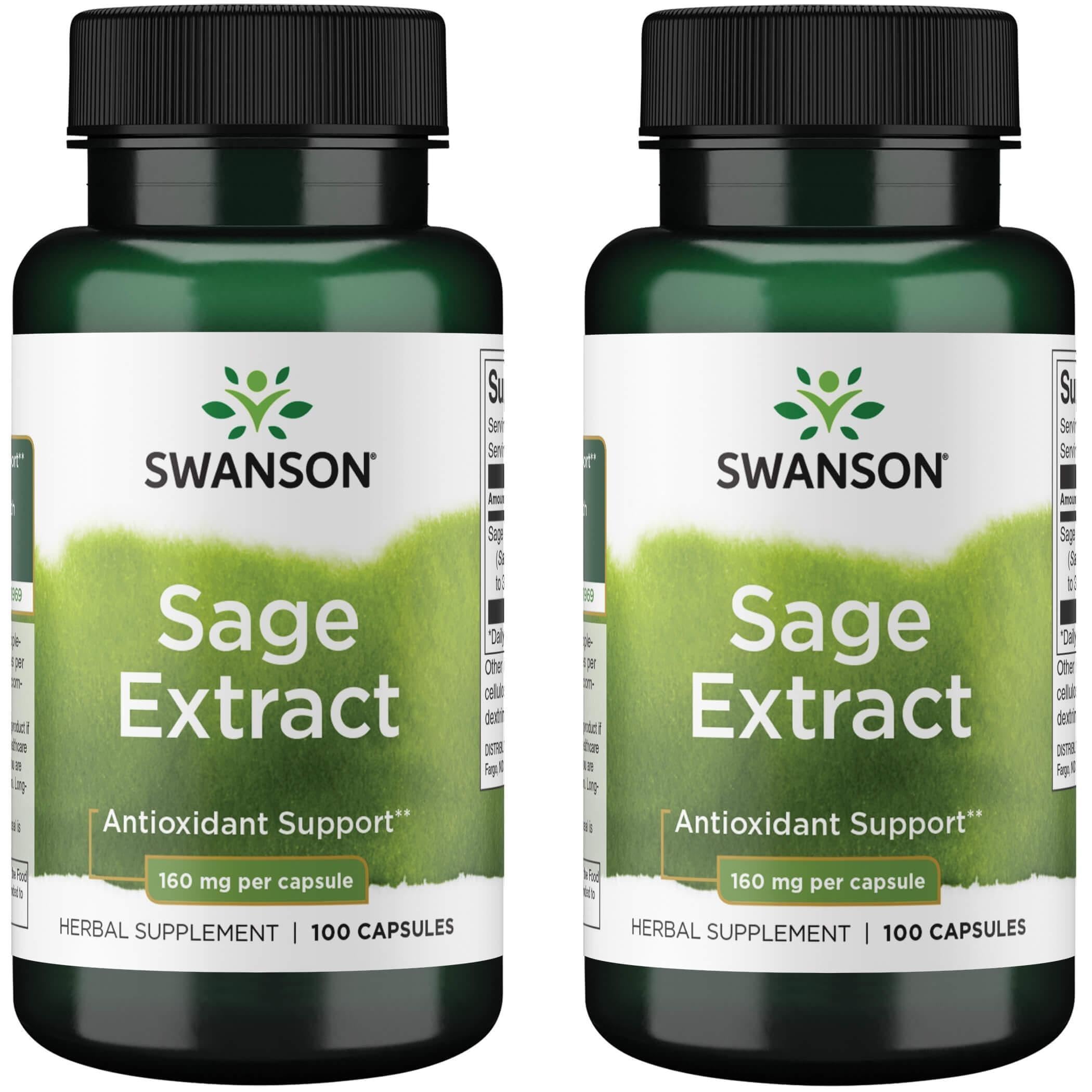 Swanson Sage Extract - 100 capsules, 160 mg each - 2 pack packaging