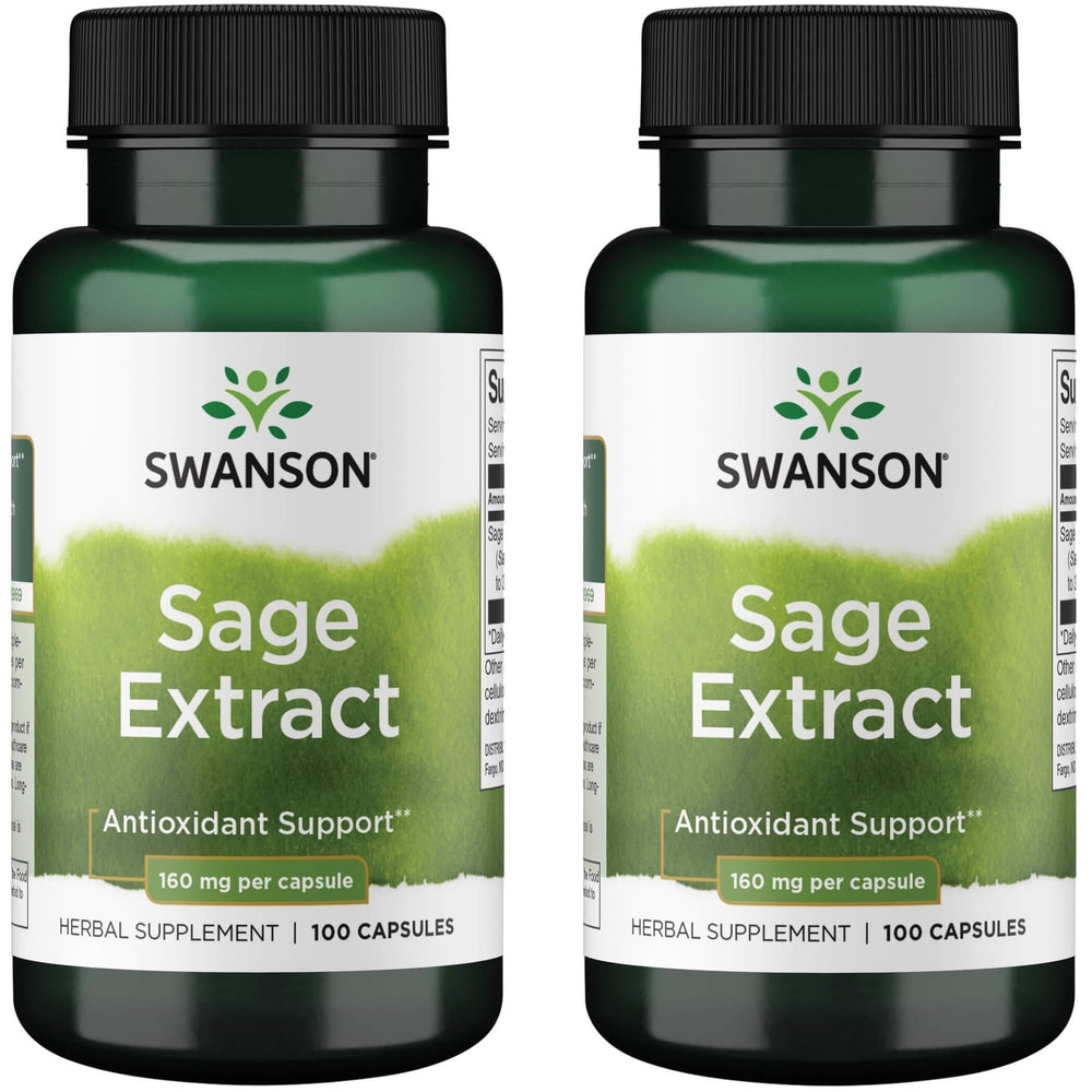 Swanson Sage Extract - 100 capsules, 160 mg each - 2 pack packaging