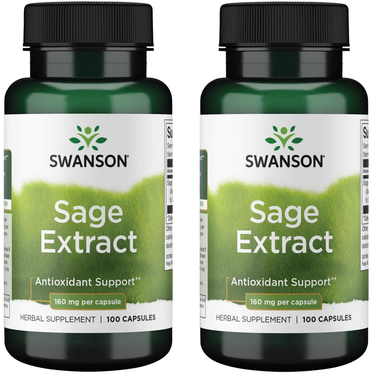 Swanson Sage Extract - 100 capsules, 160 mg each - 2 pack packaging