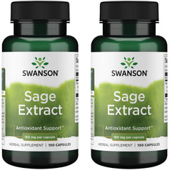 Swanson Sage Extract - 100 capsules, 160 mg each - 2 pack packaging