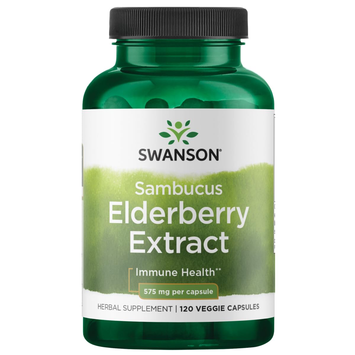 Swanson Sambucus Elderberry Extract 575 mg 120 Veg Caps bottle