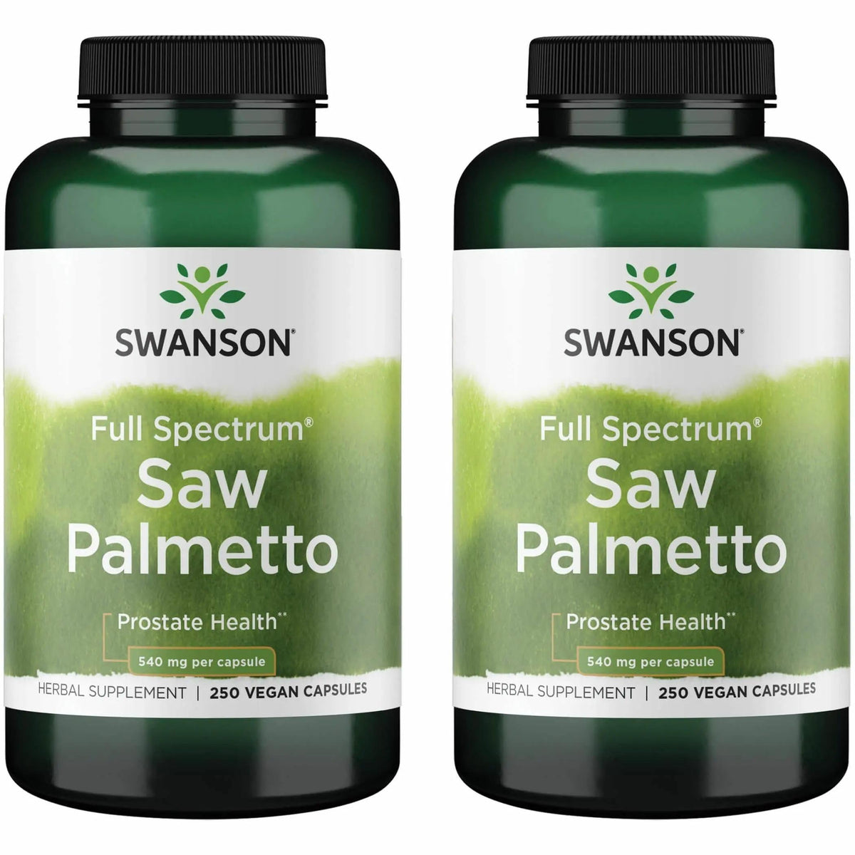 Bottle of Swanson Saw Palmetto 540 mg, 250 capsules, 2-pack