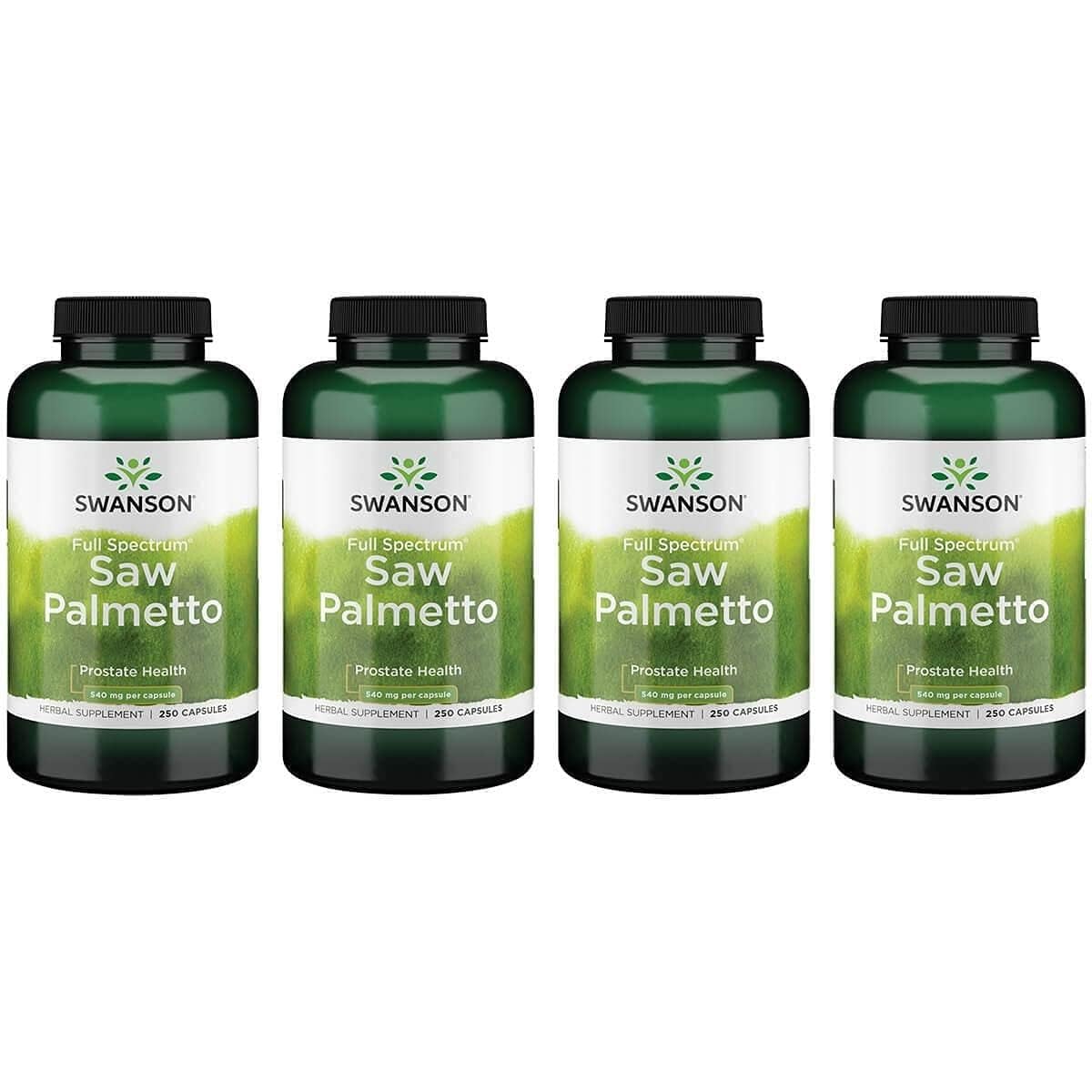 Bottle of Swanson Saw Palmetto 540 mg, 250 capsules, 4-pack