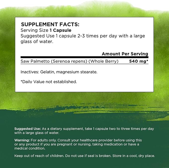 Close-up of Saw Palmetto capsules