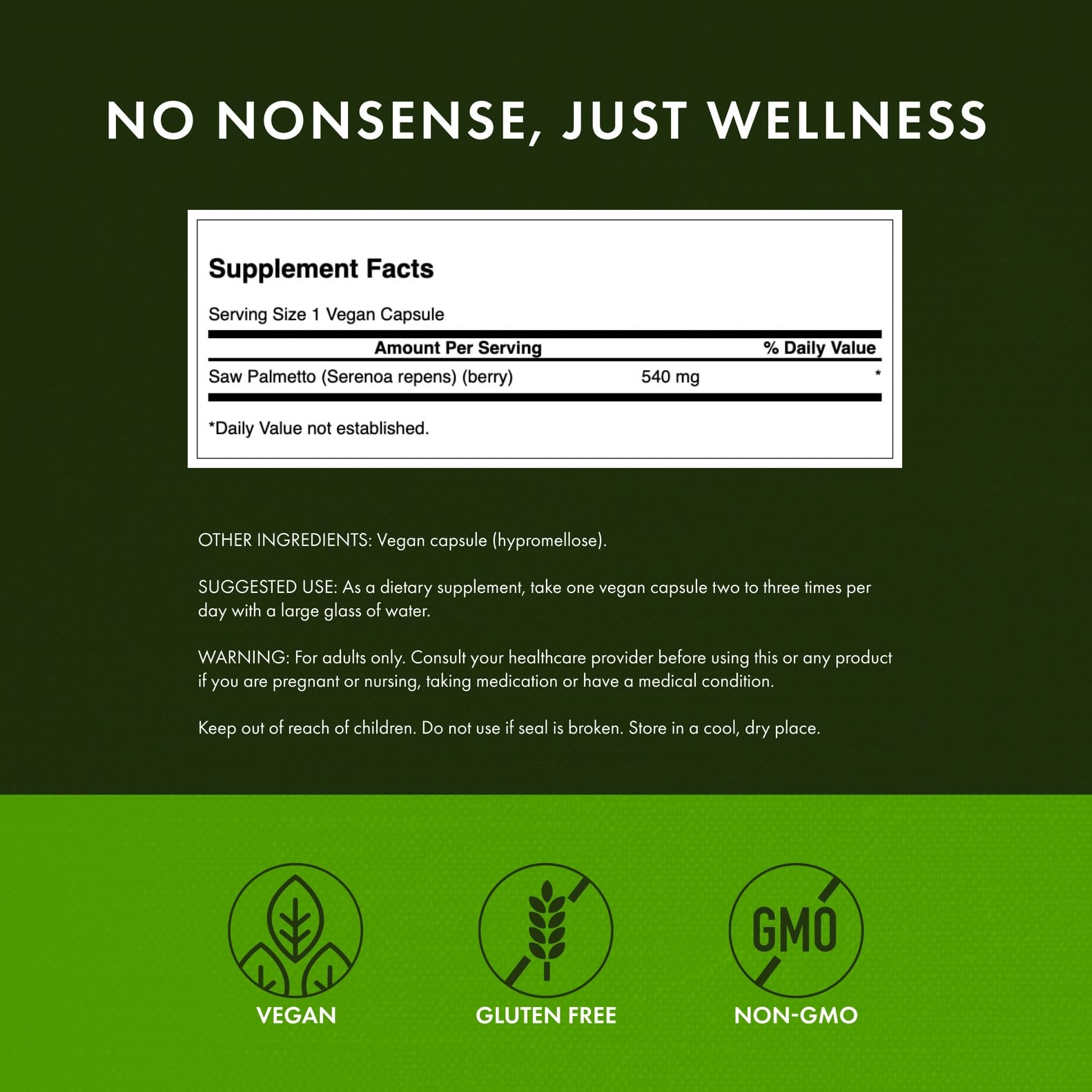 Saw Palmetto product label