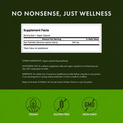 Saw Palmetto label on Swanson bottle