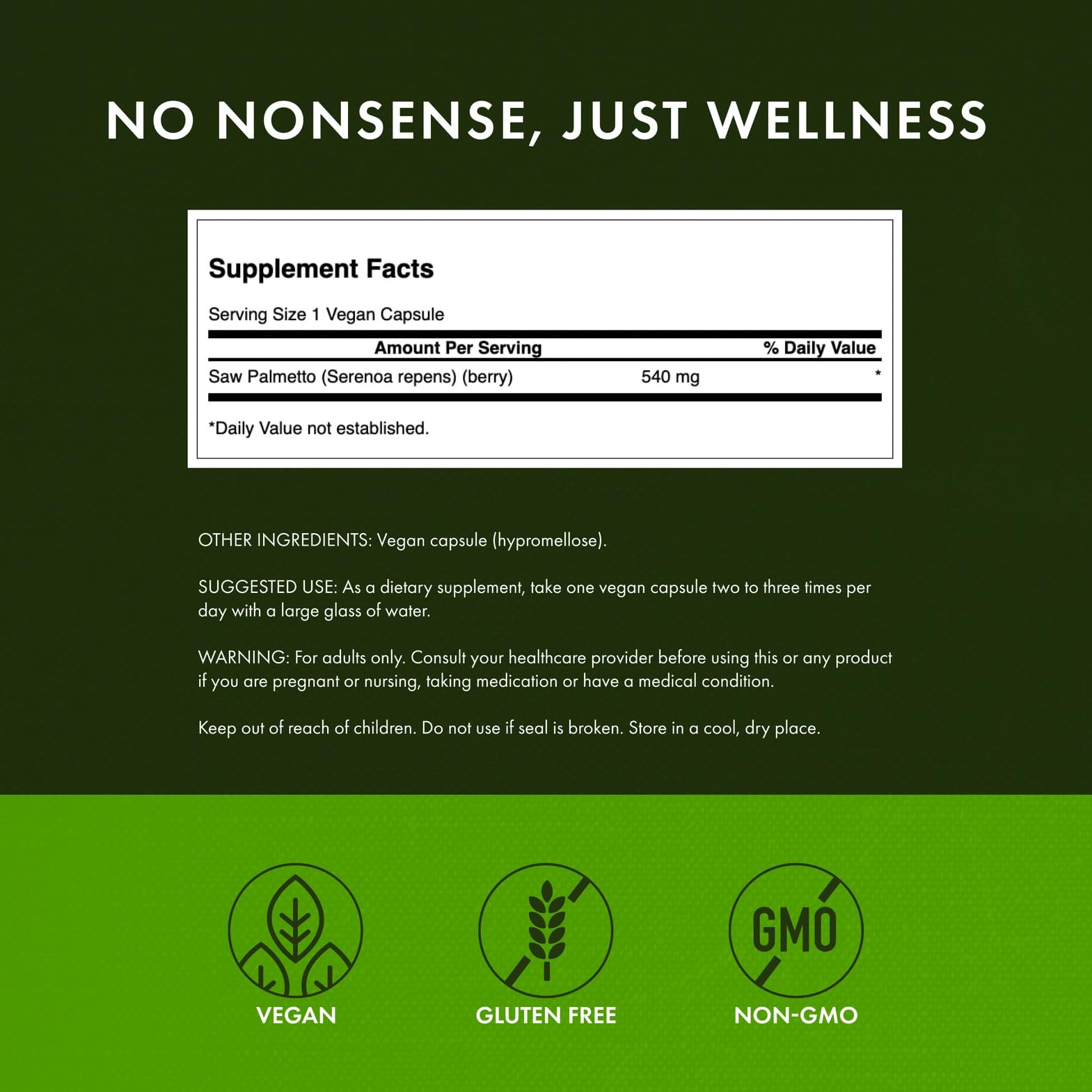 Dosage instructions for Swanson Saw Palmetto capsules