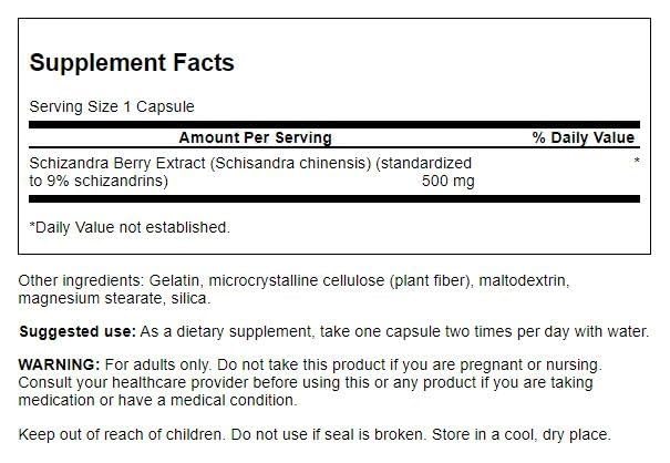 Close-up of Swanson Schizandra Extract 500 mg bottle and label