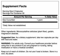 Sea cucumber supplement capsules - 500 mg each