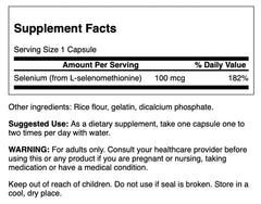 Close-up of Swanson Selenium L-Selenomethionine bottle label