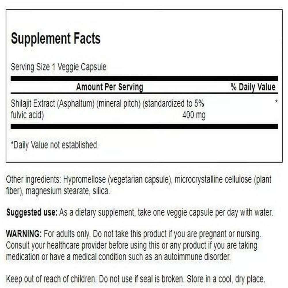 Close-up of Swanson Shilajit Extract capsules