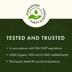 Bottle image highlighting GMP compliance and Non-GMO features