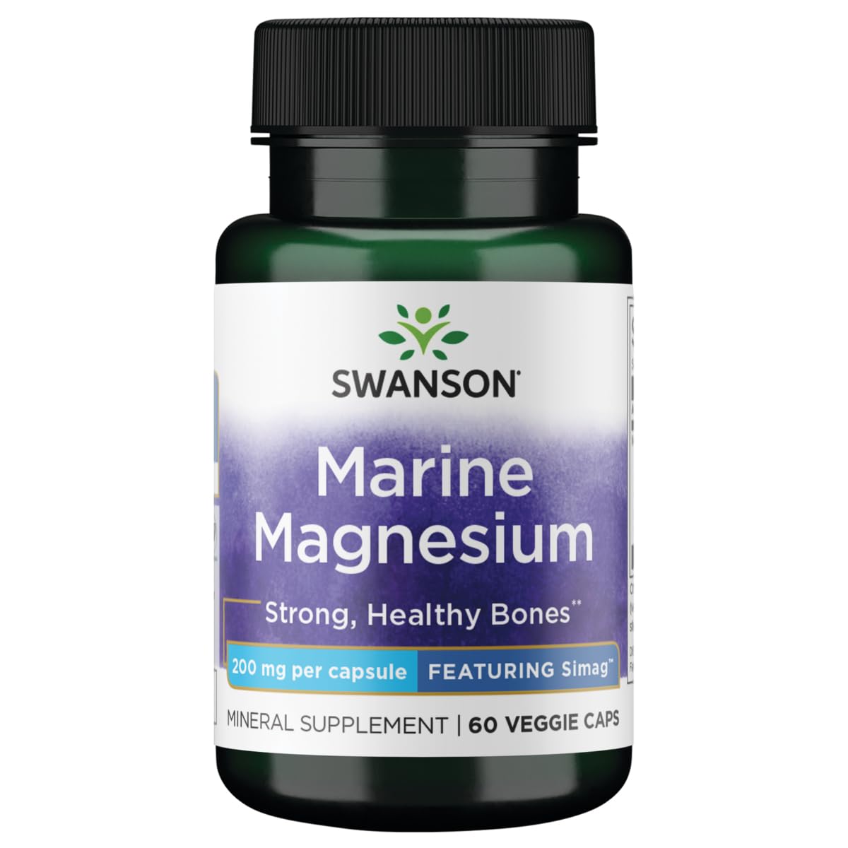 Swanson Simag Marine Magnesium 200 mg bottle with 60 vegetarian capsules