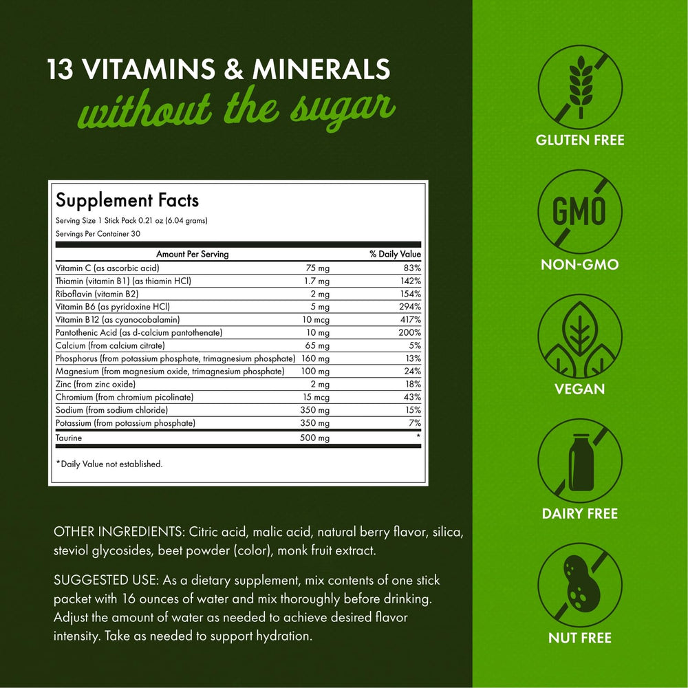 Swanson Simply Hydrate Berry Blast drink in glass showcasing refreshing flavor.