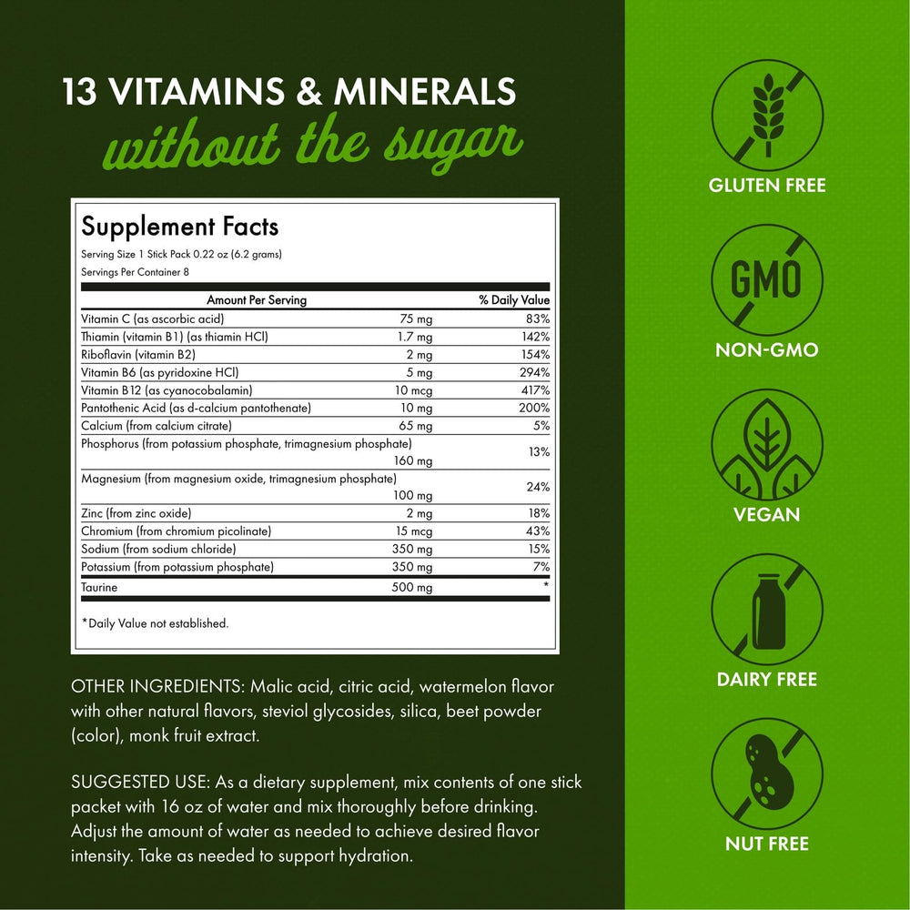 Sugar-free watermelon Swanson Simply Hydrate electrolyte mix sachet