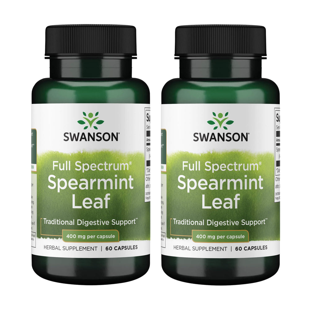 Swanson Spearmint Leaf bottle and capsules