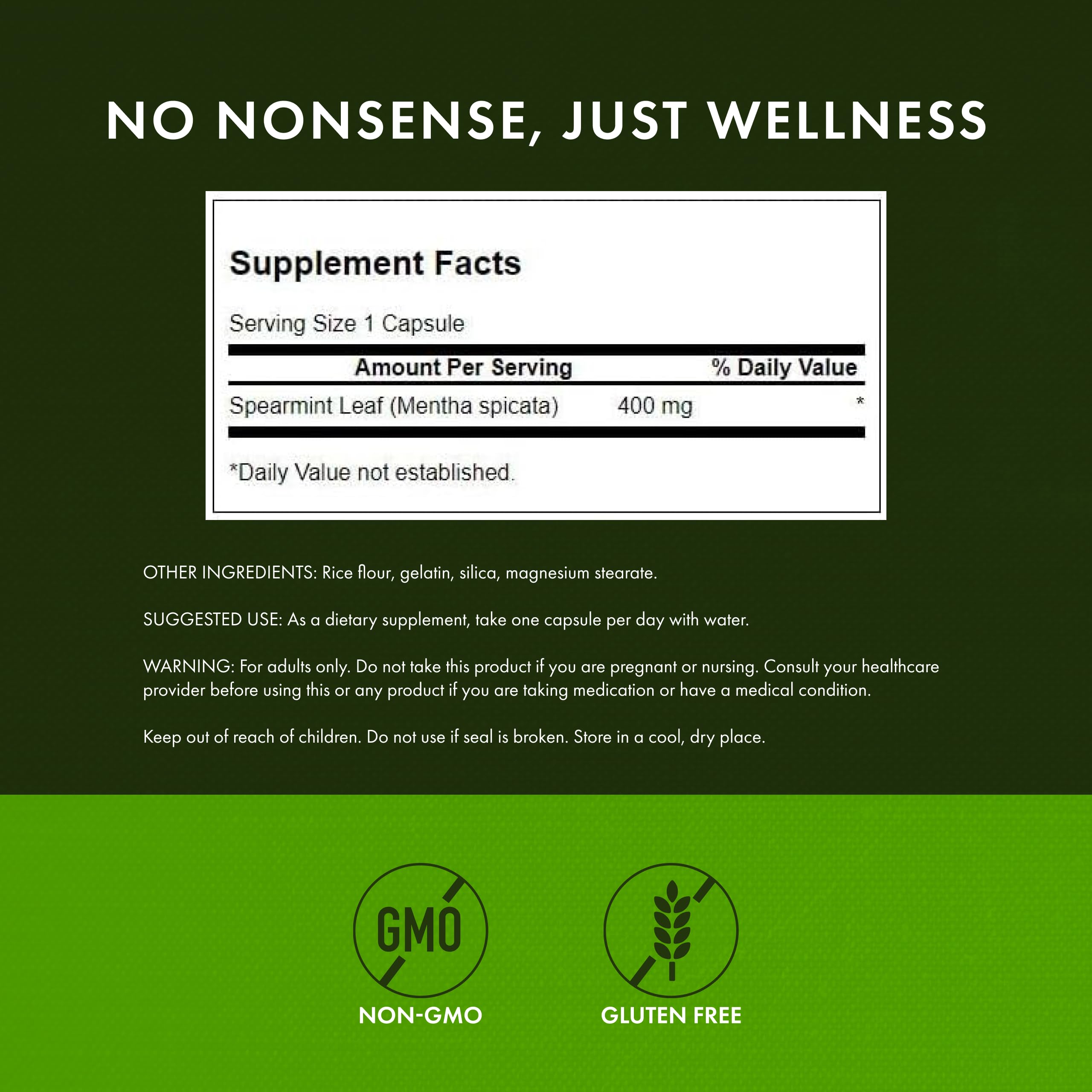 Label for Swanson Spearmint Leaf supplement