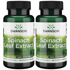 Swanson Spinach Leaf Extract 650mg veggie capsules, 60-count per bottle, 2-pack