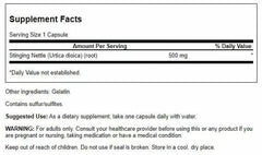 Close-up of Stinging Nettle Root 500mg capsules