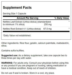 Close-up of Swanson Stinging Nettles capsules and packaging
