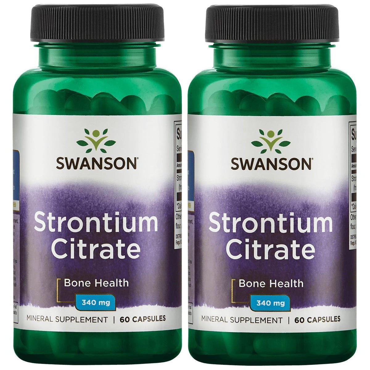 Swanson Strontium Citrate 340 mg 60 capsules bottle - 2 pack
